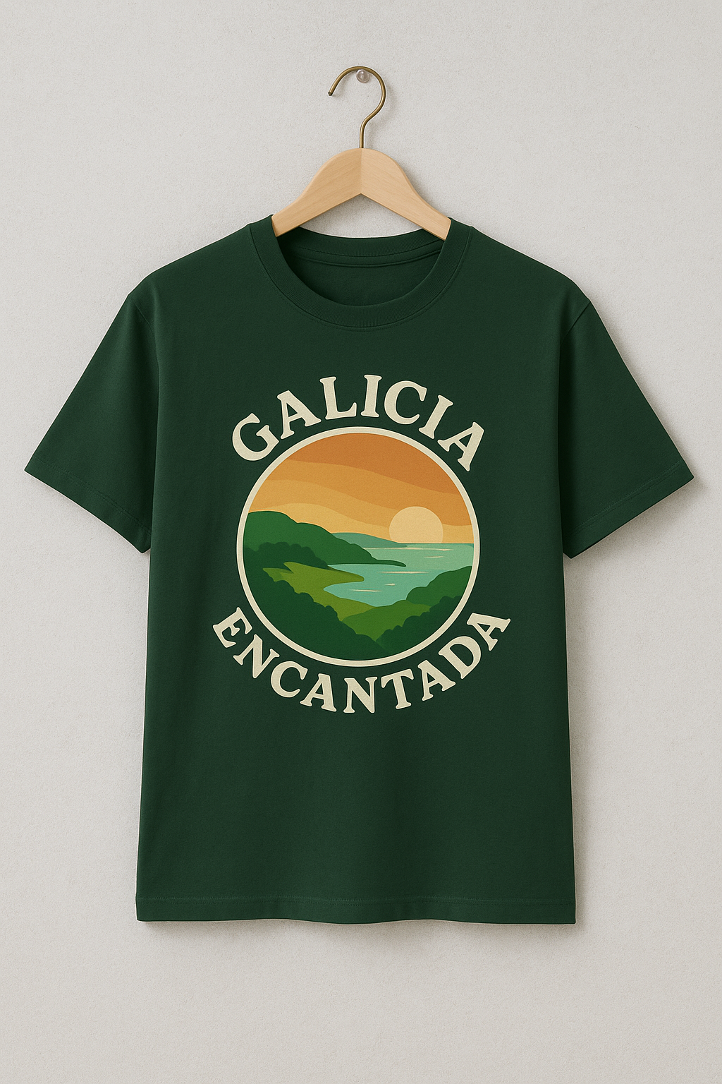Camiseta verde con estampado Galicia encantada